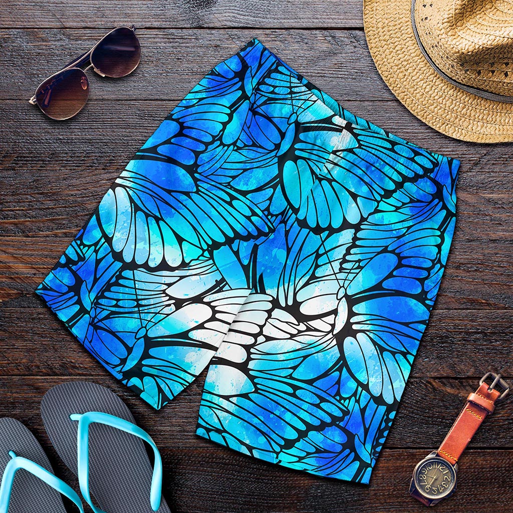 Blue Butterfly Wings Pattern Print Men's Shorts