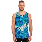 Blue Butterfly Wings Pattern Print Men's Tank Top