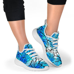 Blue Butterfly Wings Pattern Print Mesh Knit Shoes GearFrost