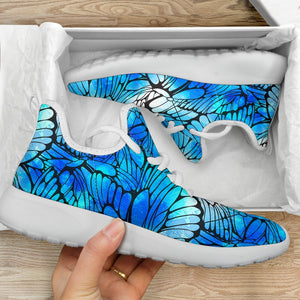 Blue Butterfly Wings Pattern Print Mesh Knit Shoes GearFrost