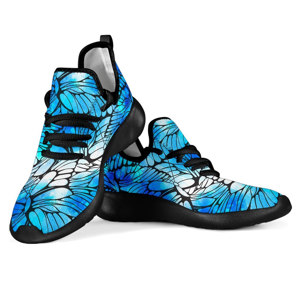 Blue Butterfly Wings Pattern Print Mesh Knit Shoes GearFrost