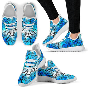 Blue Butterfly Wings Pattern Print Mesh Knit Shoes GearFrost