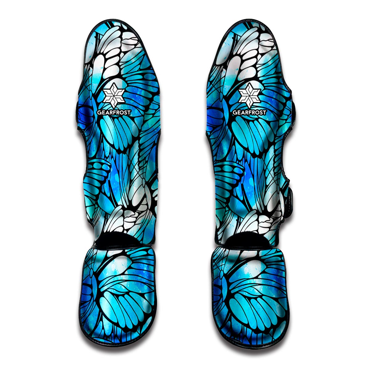 Blue Butterfly Wings Pattern Print Muay Thai Shin Guard