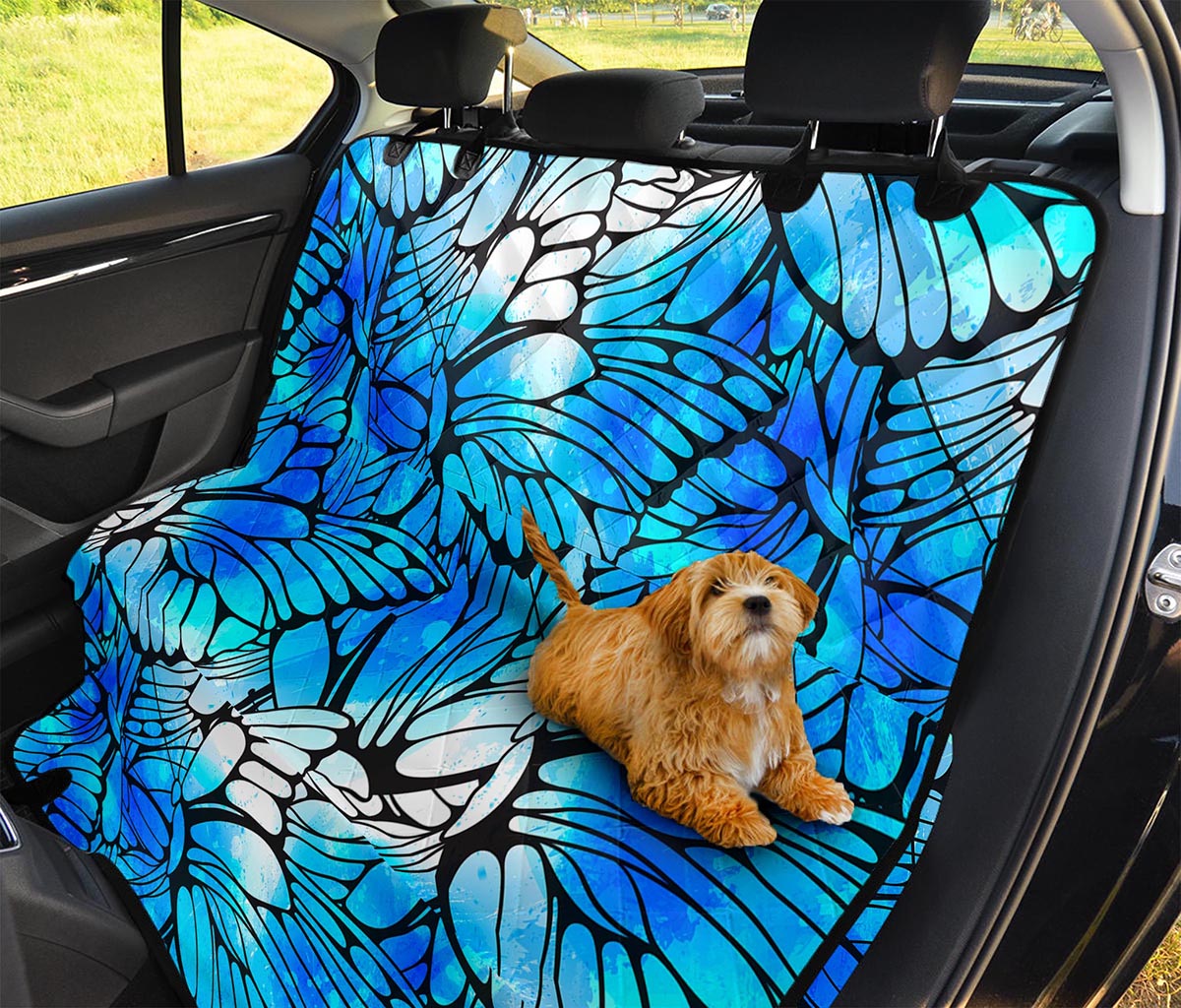 Blue Butterfly Wings Pattern Print Pet Car Back Seat Cover