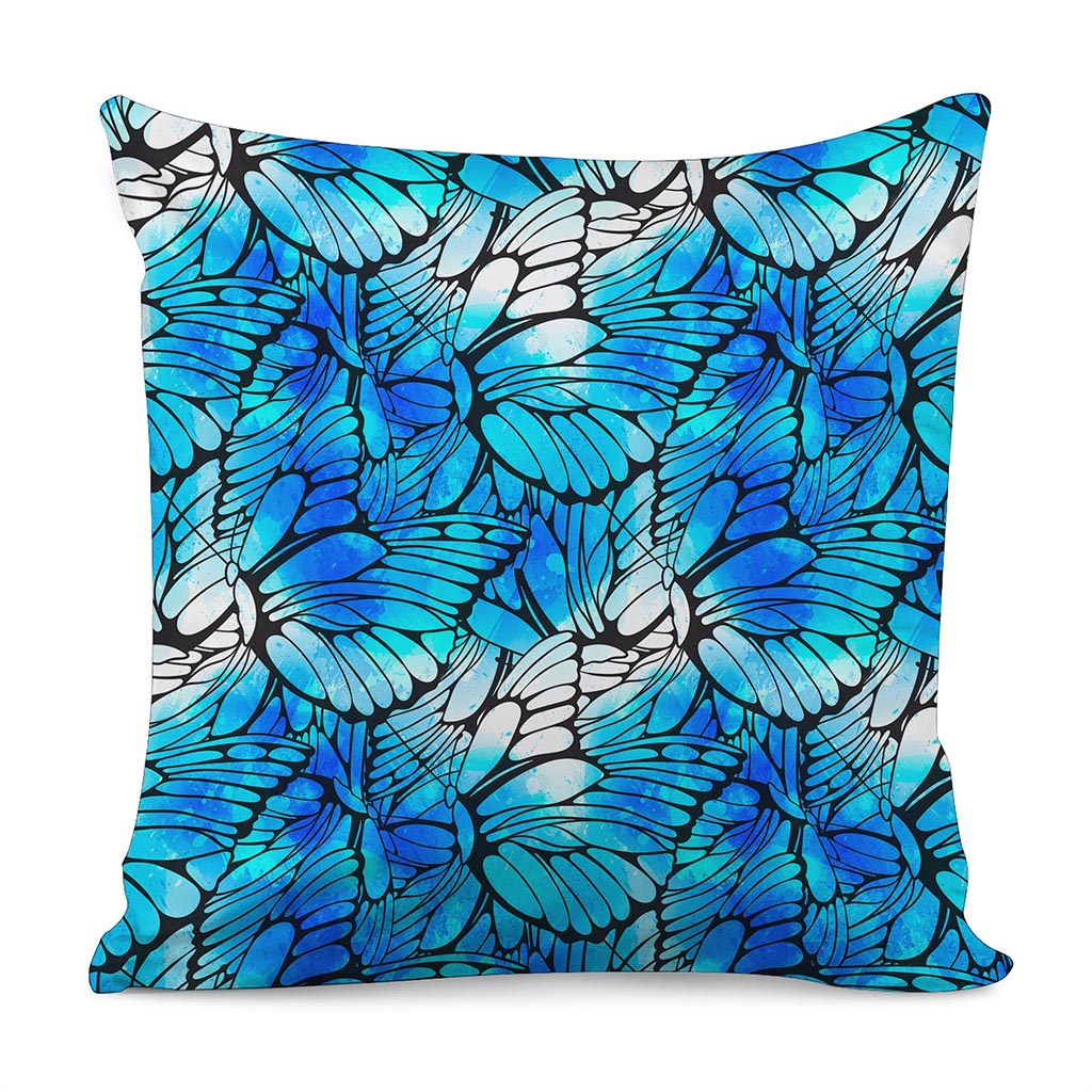 Blue Butterfly Wings Pattern Print Pillow Cover