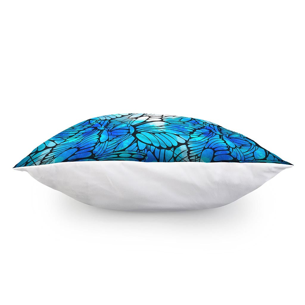 Blue Butterfly Wings Pattern Print Pillow Cover