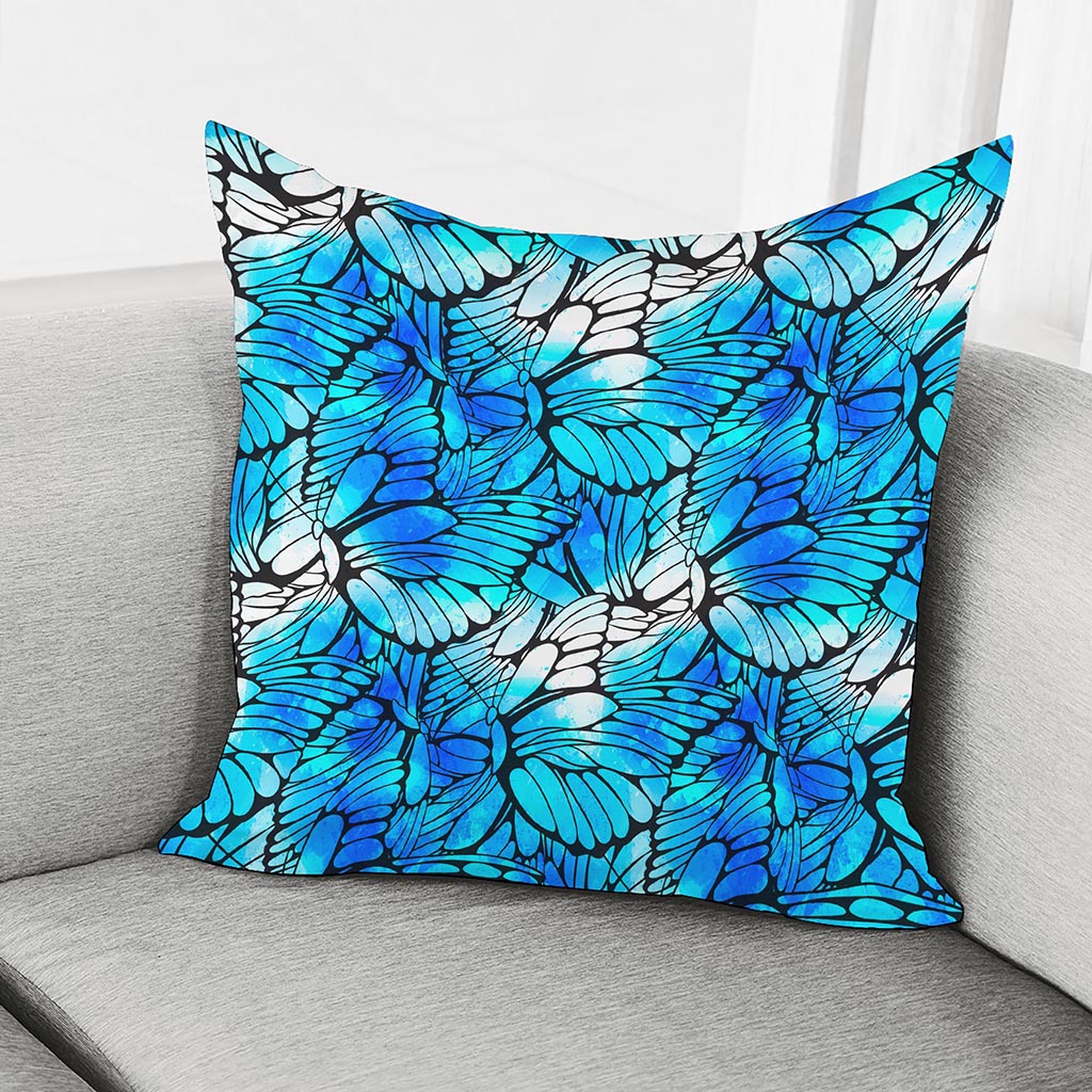 Blue Butterfly Wings Pattern Print Pillow Cover