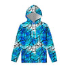 Blue Butterfly Wings Pattern Print Pullover Hoodie