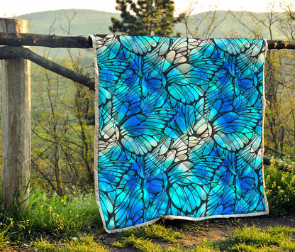 Blue Butterfly Wings Pattern Print Quilt