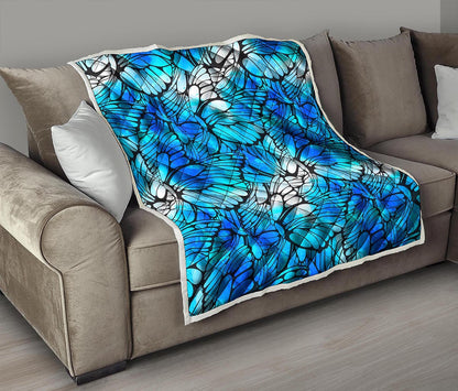 Blue Butterfly Wings Pattern Print Quilt