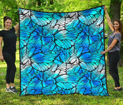 Blue Butterfly Wings Pattern Print Quilt