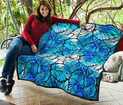 Blue Butterfly Wings Pattern Print Quilt