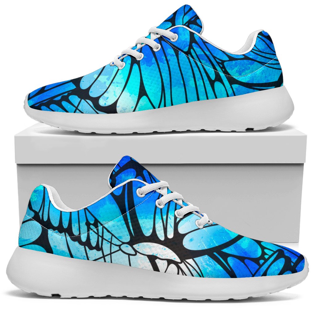 Blue Butterfly Wings Pattern Print Sport Shoes GearFrost