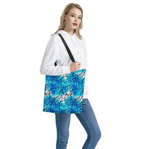 Blue Butterfly Wings Pattern Print Tote Bag