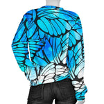 Blue Butterfly Wings Pattern Print Women's Crewneck Sweatshirt GearFrost