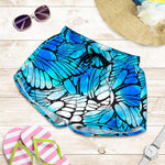 Blue Butterfly Wings Pattern Print Women's Shorts