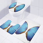 Blue Butterfly Wings Print 3 Piece Bath Mat Set