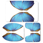 Blue Butterfly Wings Print 3 Piece Bath Mat Set
