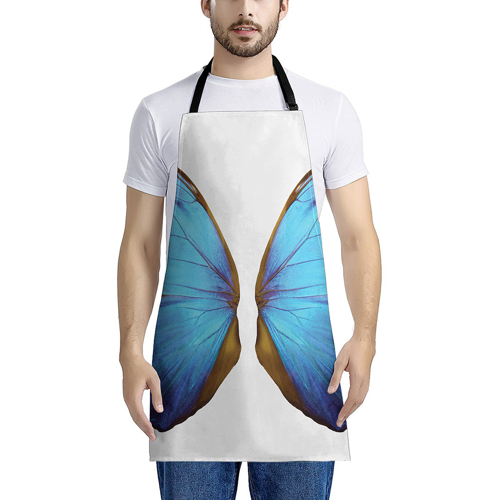 Blue Butterfly Wings Print Apron