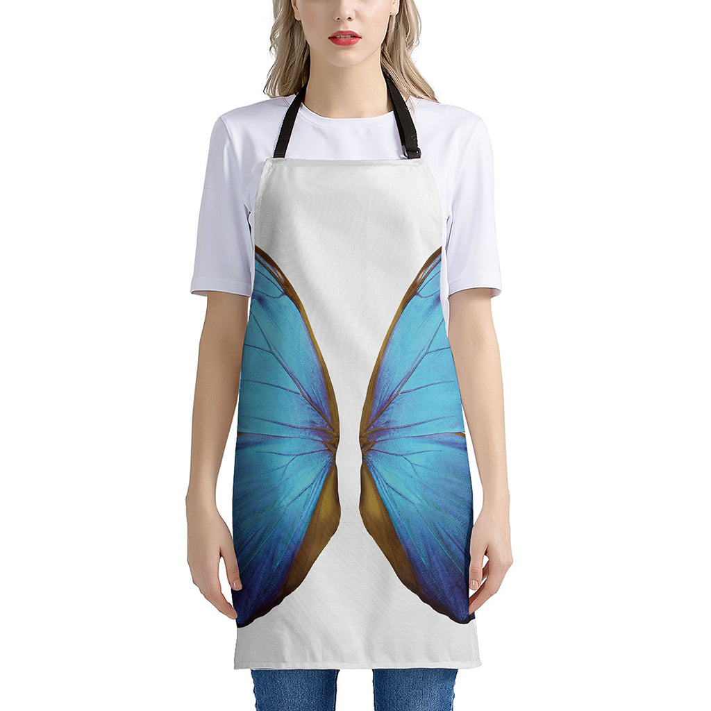 Blue Butterfly Wings Print Apron