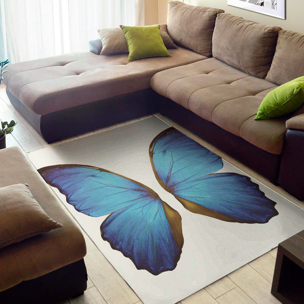 Blue Butterfly Wings Print Area Rug