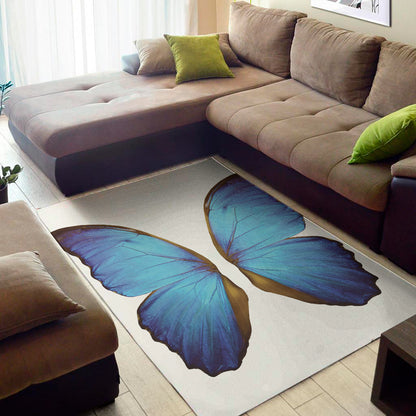 Blue Butterfly Wings Print Area Rug
