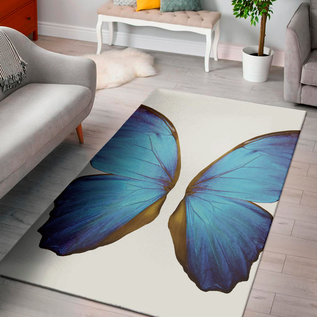 Blue Butterfly Wings Print Area Rug