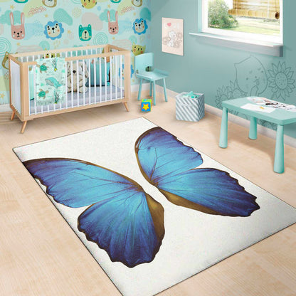 Blue Butterfly Wings Print Area Rug