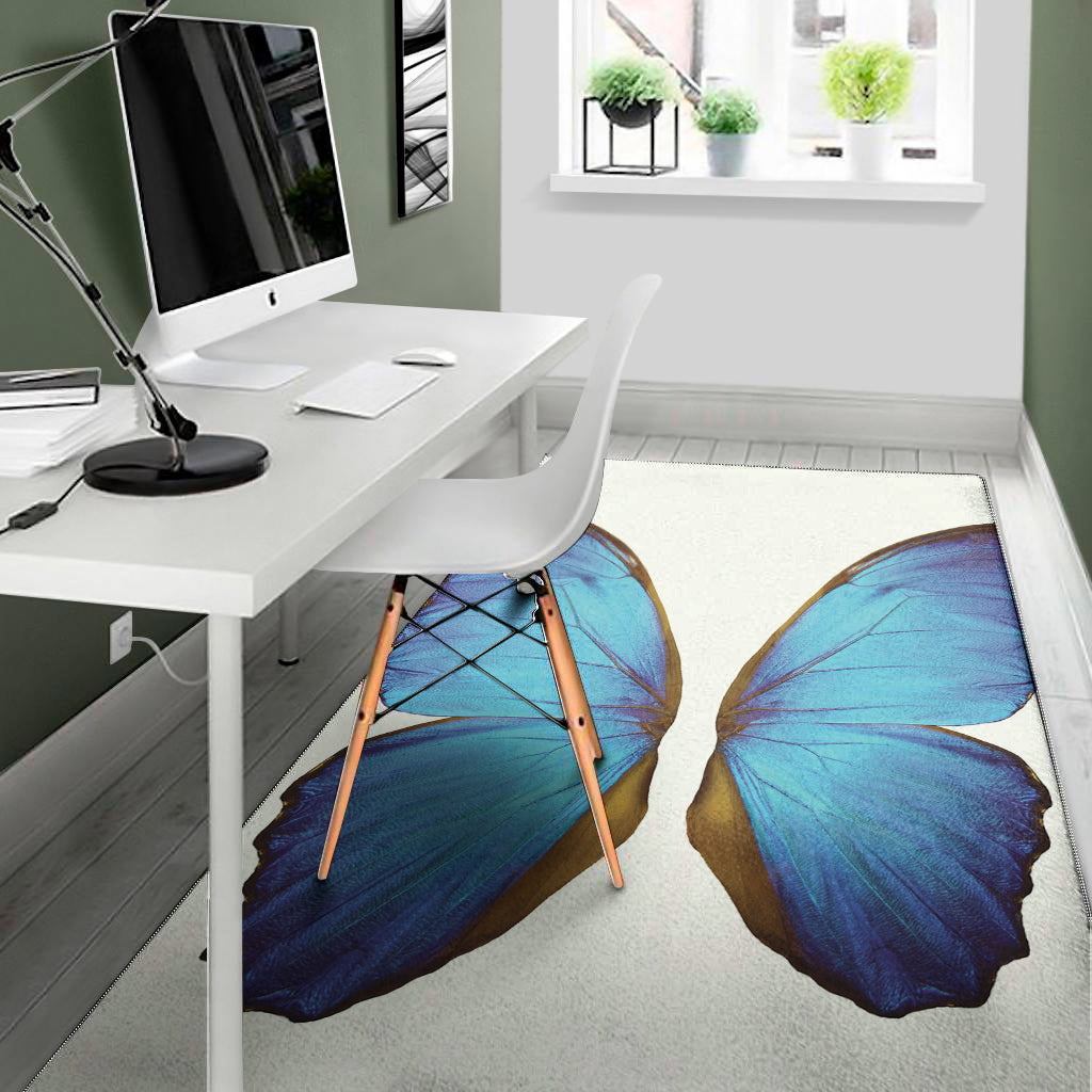 Blue Butterfly Wings Print Area Rug