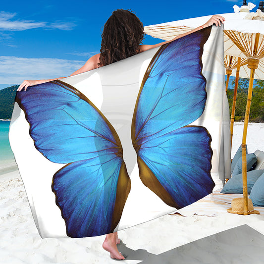 Blue Butterfly Wings Print Beach Sarong Wrap
