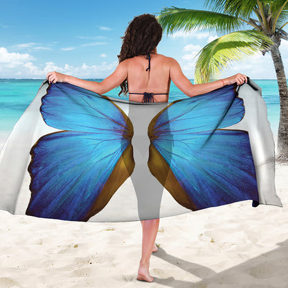 Blue Butterfly Wings Print Beach Sarong Wrap