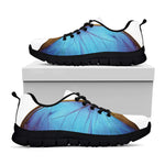 Blue Butterfly Wings Print Black Sneakers