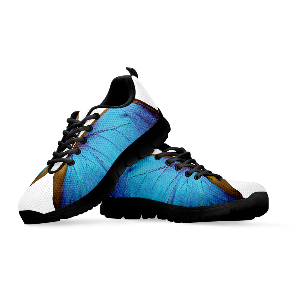 Blue Butterfly Wings Print Black Sneakers