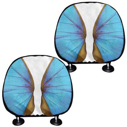 Blue Butterfly Wings Print Car Headrest Covers