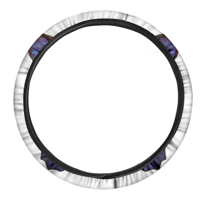 Blue Butterfly Wings Print Car Steering Wheel Cover
