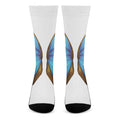 Blue Butterfly Wings Print Crew Socks