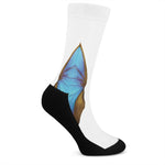 Blue Butterfly Wings Print Crew Socks