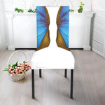 Blue Butterfly Wings Print Dining Chair Slipcover