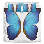 Blue Butterfly Wings Print Duvet Cover Bedding Set