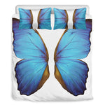 Blue Butterfly Wings Print Duvet Cover Bedding Set