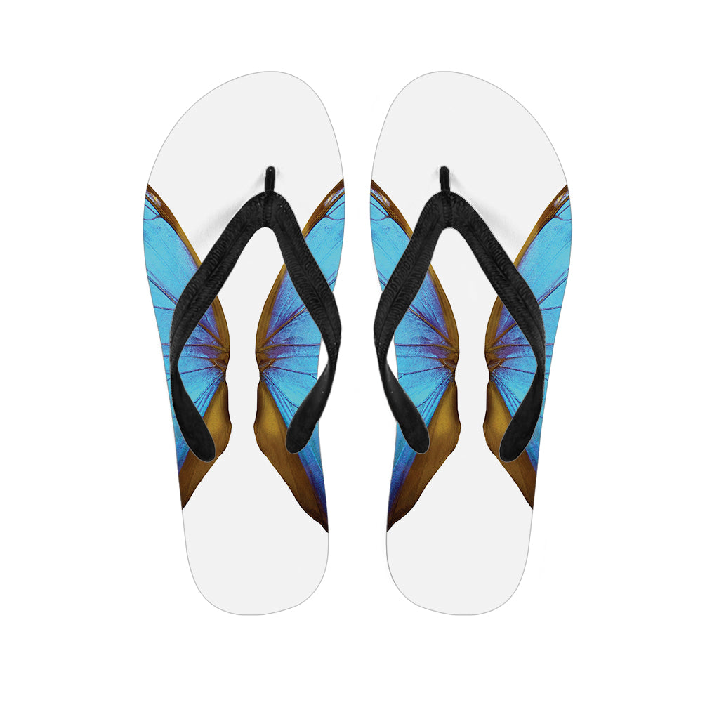 Blue Butterfly Wings Print Flip Flops