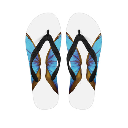 Blue Butterfly Wings Print Flip Flops