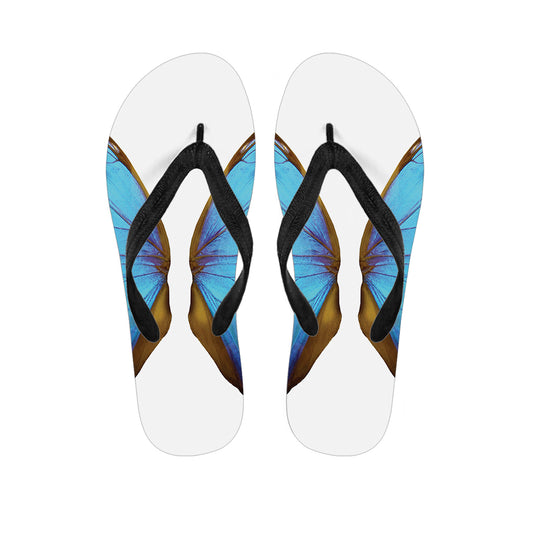 Blue Butterfly Wings Print Flip Flops
