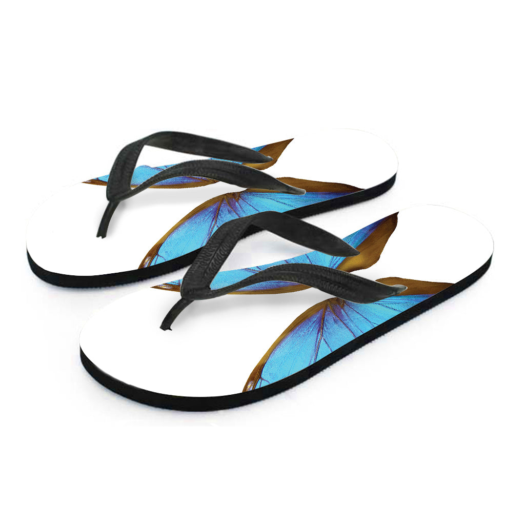 Blue Butterfly Wings Print Flip Flops