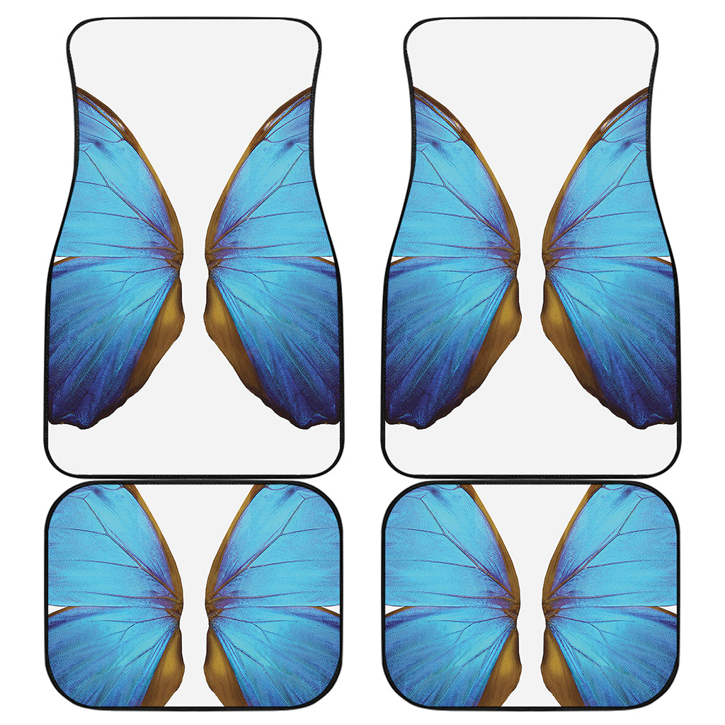 Blue Butterfly Wings Print Front and Back Car Floor Mats