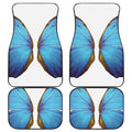Blue Butterfly Wings Print Front and Back Car Floor Mats