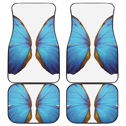 Blue Butterfly Wings Print Front and Back Car Floor Mats