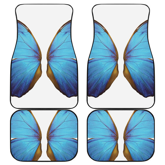 Blue Butterfly Wings Print Front and Back Car Floor Mats