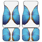 Blue Butterfly Wings Print Front and Back Car Floor Mats