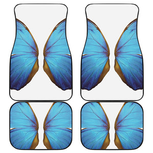 Blue Butterfly Wings Print Front and Back Car Floor Mats